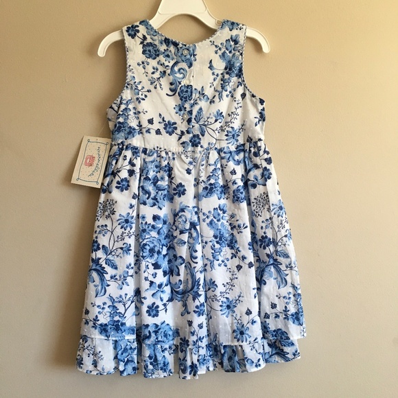 Marmellata Little Girl Floral Blue/White Dress size 4. - Picture 2 of 9